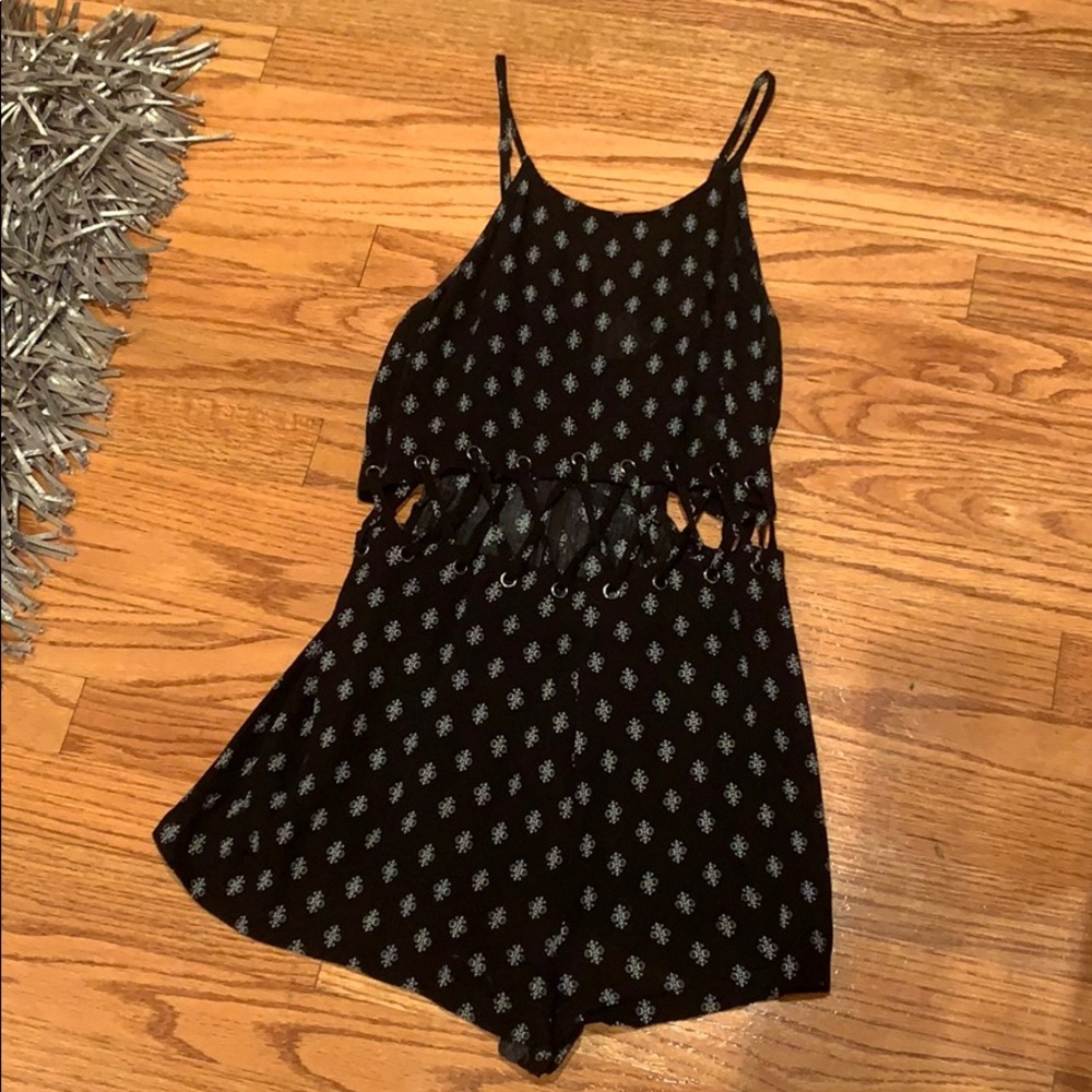 LF black cut out waist romper